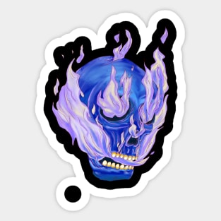 Skull on Fire Blue version Sticker